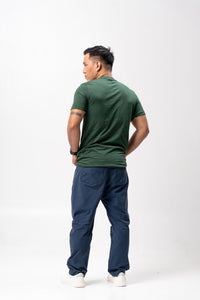Emerald Green Slub Cotton Blue Plain Unisex T-Shirt