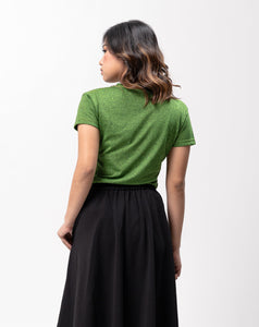 Green Flush Black Cotton Blue Plain Women's T-Shirt