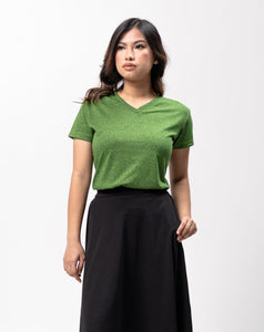 Green Flush Black Cotton Blue Plain Women's T-Shirt