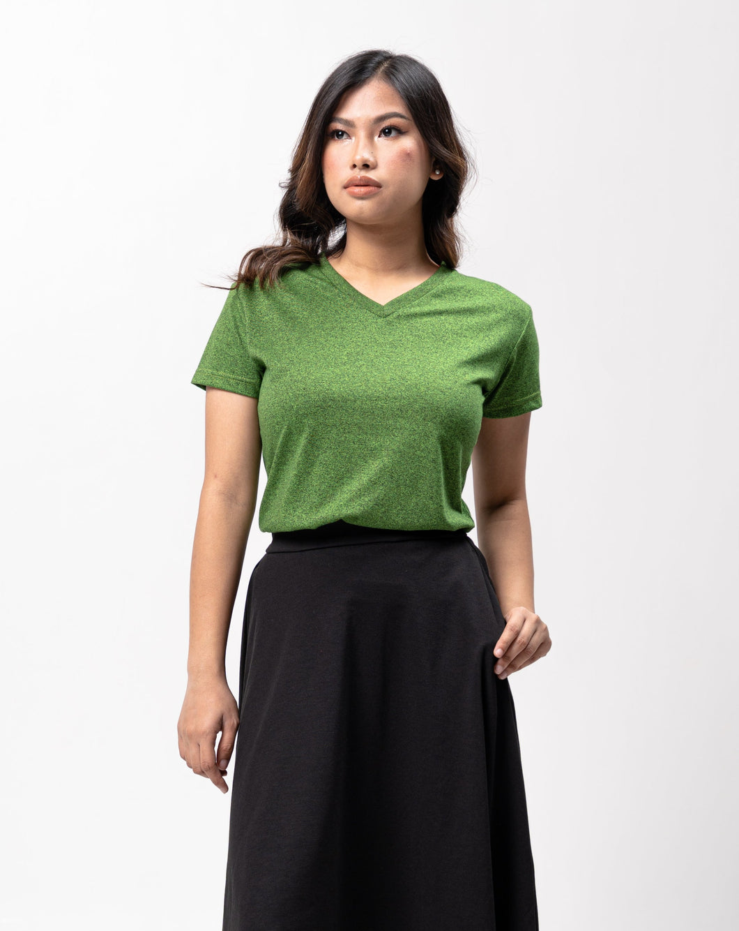Green Flush Black Cotton Blue Plain Women's T-Shirt