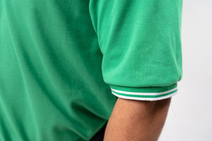 Energy Green with Stripes Classique Plain Polo Shirt