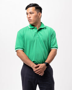 Energy Green with Stripes Classique Plain Polo Shirt