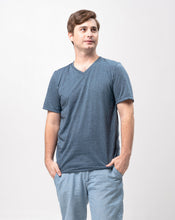 Load image into Gallery viewer, Slate Blue Black Cotton Blue Plain Unisex T-Shirt
