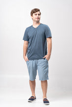 Load image into Gallery viewer, Slate Blue Black Cotton Blue Plain Unisex T-Shirt

