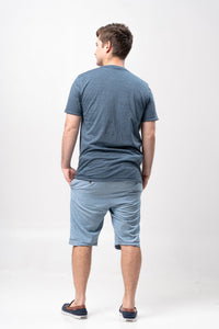 Slate Blue Black Cotton Blue Plain Unisex T-Shirt