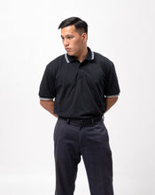 Load image into Gallery viewer, Black with Stripes Classique Plain Polo Shirt
