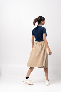 Navy Blue Mini Stripes Classique Plain Women's Polo Shirt