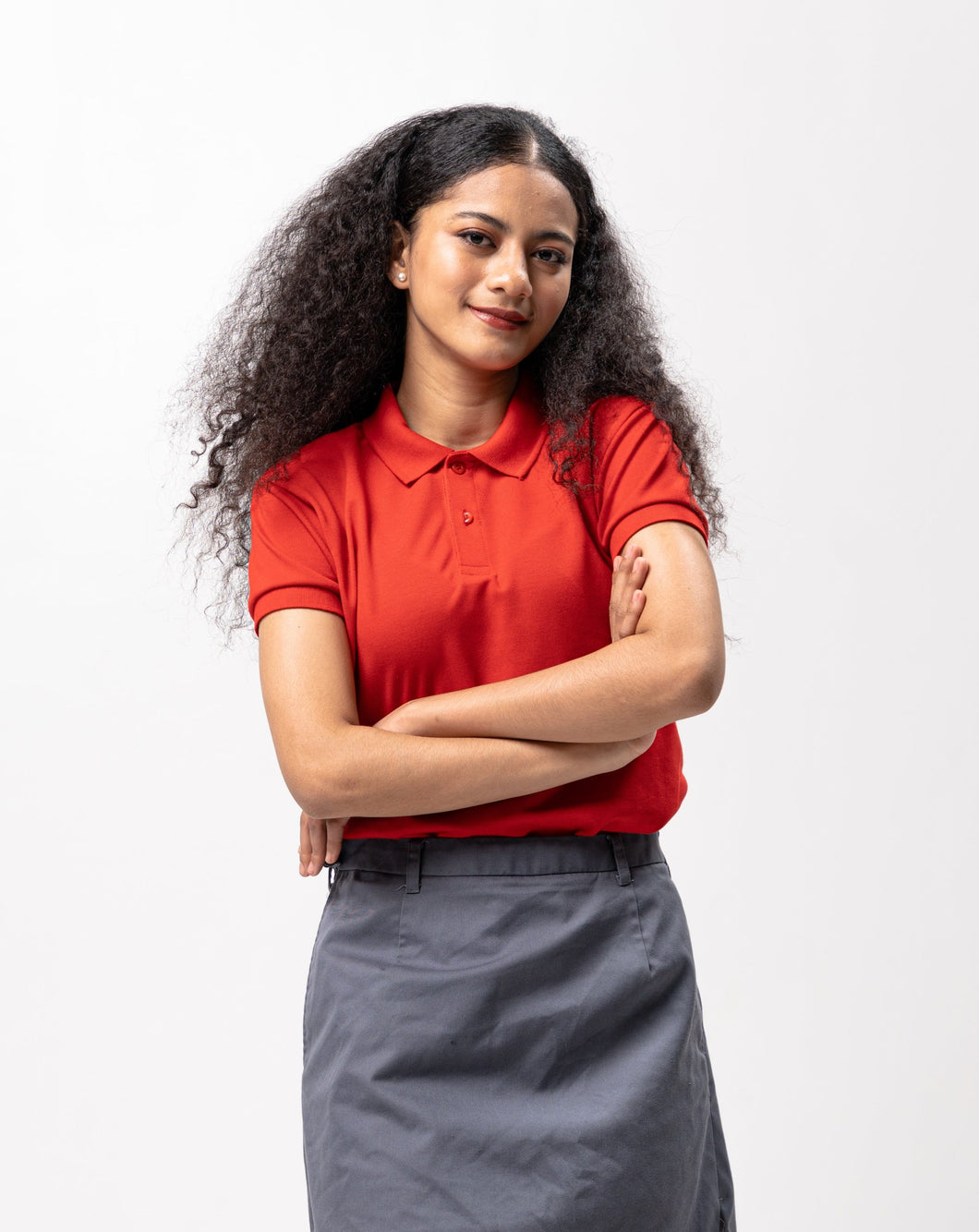 Red Classique Plain Women's Polo Shirt
