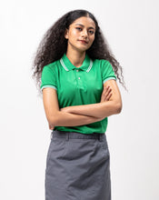 Load image into Gallery viewer, Energy Green with Stripes Classique Plain Women&#39;s Polo Shirt
