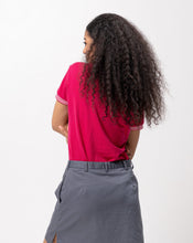 Load image into Gallery viewer, Fuchsia Pink Mini Stripes Classique Plain Women&#39;s Polo Shirt
