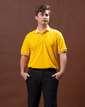 Load image into Gallery viewer, Canary Yellow Mini Stripes Classique Plain Polo Shirt
