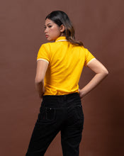 Load image into Gallery viewer, Gold Yellow with Stripes Classique Plain Women&#39;s Polo Shirt
