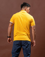 Load image into Gallery viewer, Gold Yellow with Stripes Classique Plain Polo Shirt
