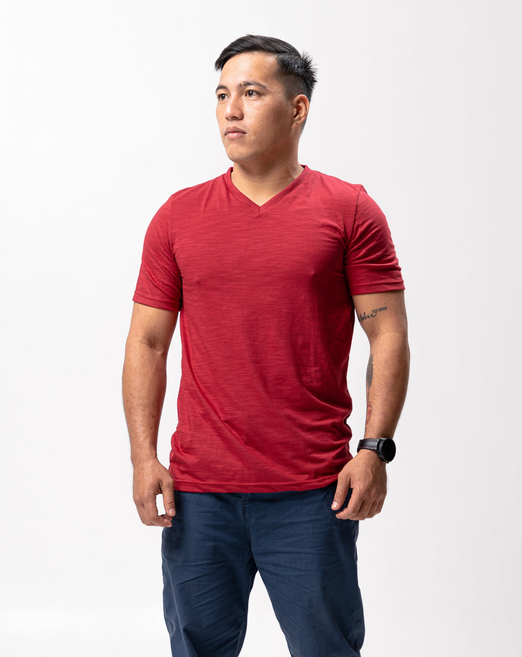Red Maroon Slub Cotton Blue Plain Unisex T-Shirt