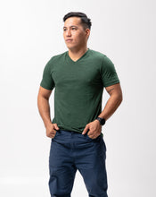 Load image into Gallery viewer, Emerald Green Slub Cotton Blue Plain Unisex T-Shirt
