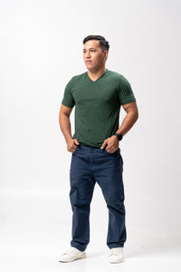 Emerald Green Slub Cotton Blue Plain Unisex T-Shirt