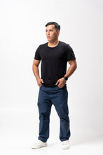Load image into Gallery viewer, Black Slub Cotton Blue Plain Unisex T-Shirt
