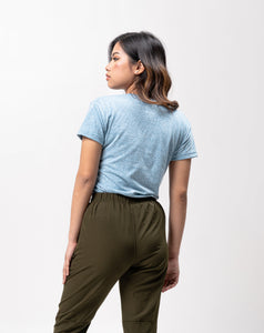 Deep Water Polyside Cotton Blue Plain Women's T-Shirt