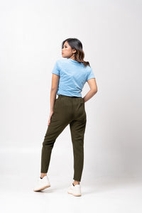 Deep Water Polyside Cotton Blue Plain Women's T-Shirt