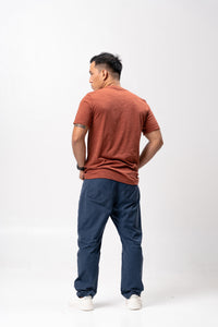 Brunette Slub Cotton Blue Plain Unisex T-Shirt