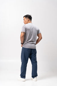 Neutral Gray Slub Cotton Blue Plain Unisex T-Shirt