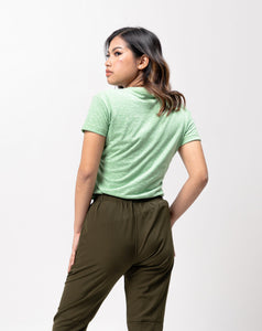 Emerald Green Polyside Cotton Blue Plain Women's T-Shirt