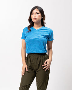 French Blue Glux Cotton Blue Plain Women's T-Shirt