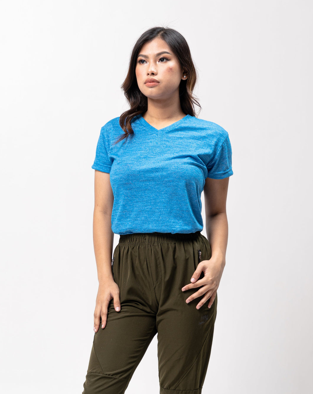 French Blue Glux Cotton Blue Plain Women's T-Shirt