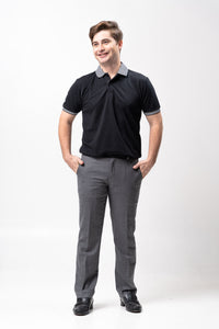 Black Mini Stripes Classique Plain Polo Shirt