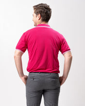 Load image into Gallery viewer, Fuchsia Pink with Stripes Classique Plain Polo Shirt
