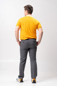 Gold Yellow Mini Stripes Classique Plain Polo Shirt
