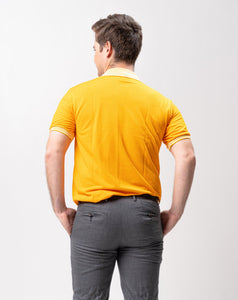 Gold Yellow Mini Stripes Classique Plain Polo Shirt