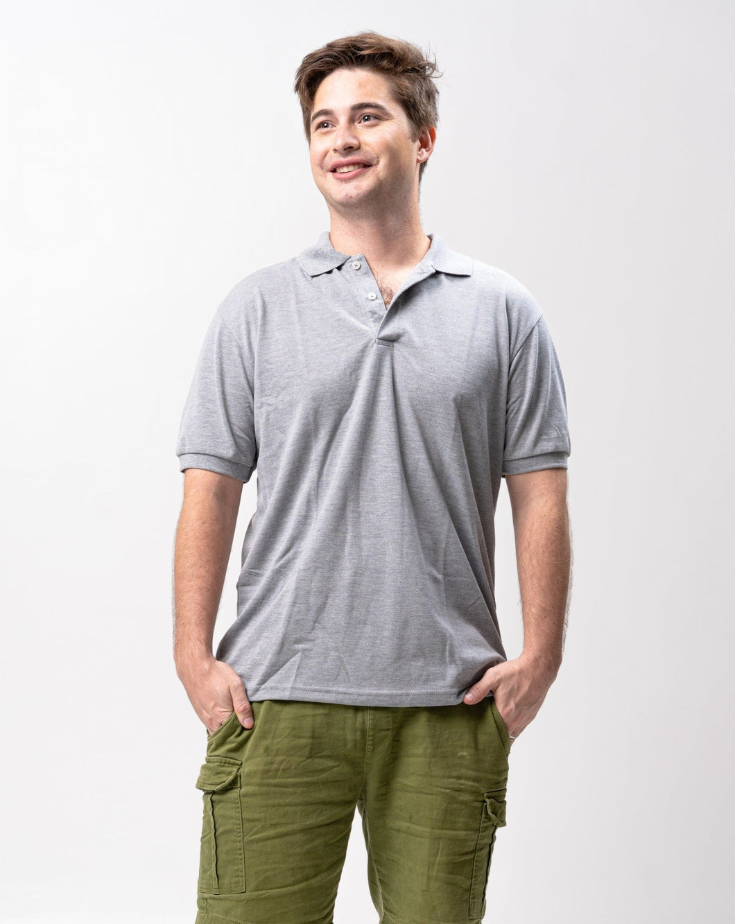 Mohair Gray Classique Plain Polo Shirt