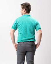 Load image into Gallery viewer, Sirotex Aqua Blue / Neon Green Classique Plain Polo Shirt
