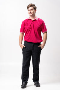 Fuchsia Pink Mini Stripes Classique Plain Polo Shirt