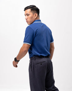 Royal Blue with Stripes Classique Plain Polo Shirt