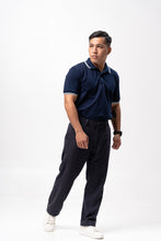 Load image into Gallery viewer, Navy Blue with Stripes Classique Plain Polo Shirt
