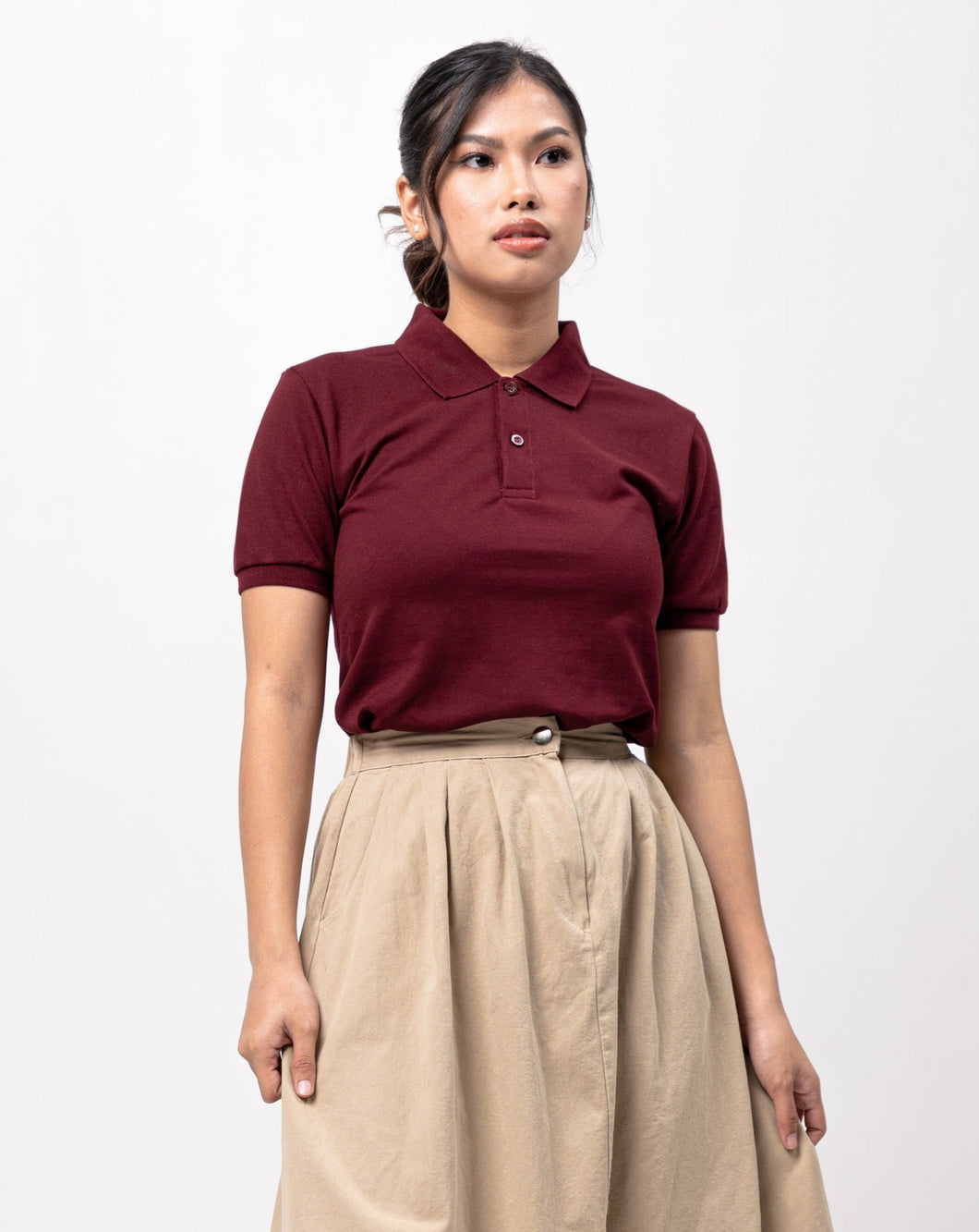 Dark Maroon Classique Plain Women's Polo Shirt